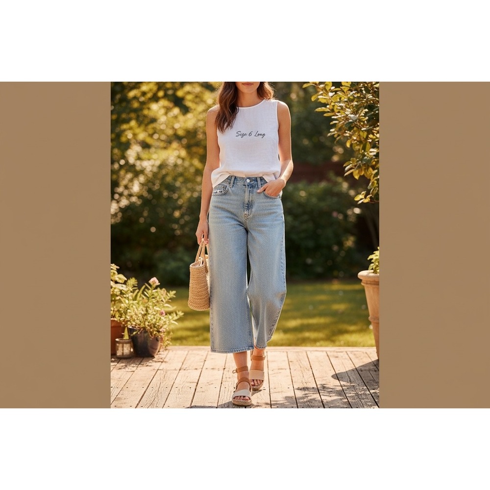 Old Navy Drapey Denim Mid-Rise Baggy Wide Leg Jeans Light Wash Blue 6 Tall NWT